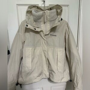 Columbia cream color jacket with polar fleece zip out interior